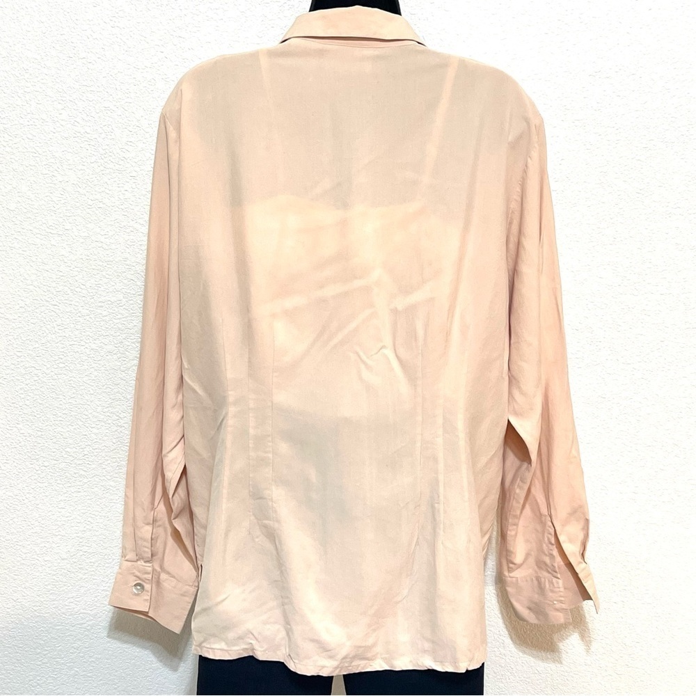 Edward Woman 100% SILK Light Salmon Long Sleeve Button Shirt Size XL - Picture 4 of 12